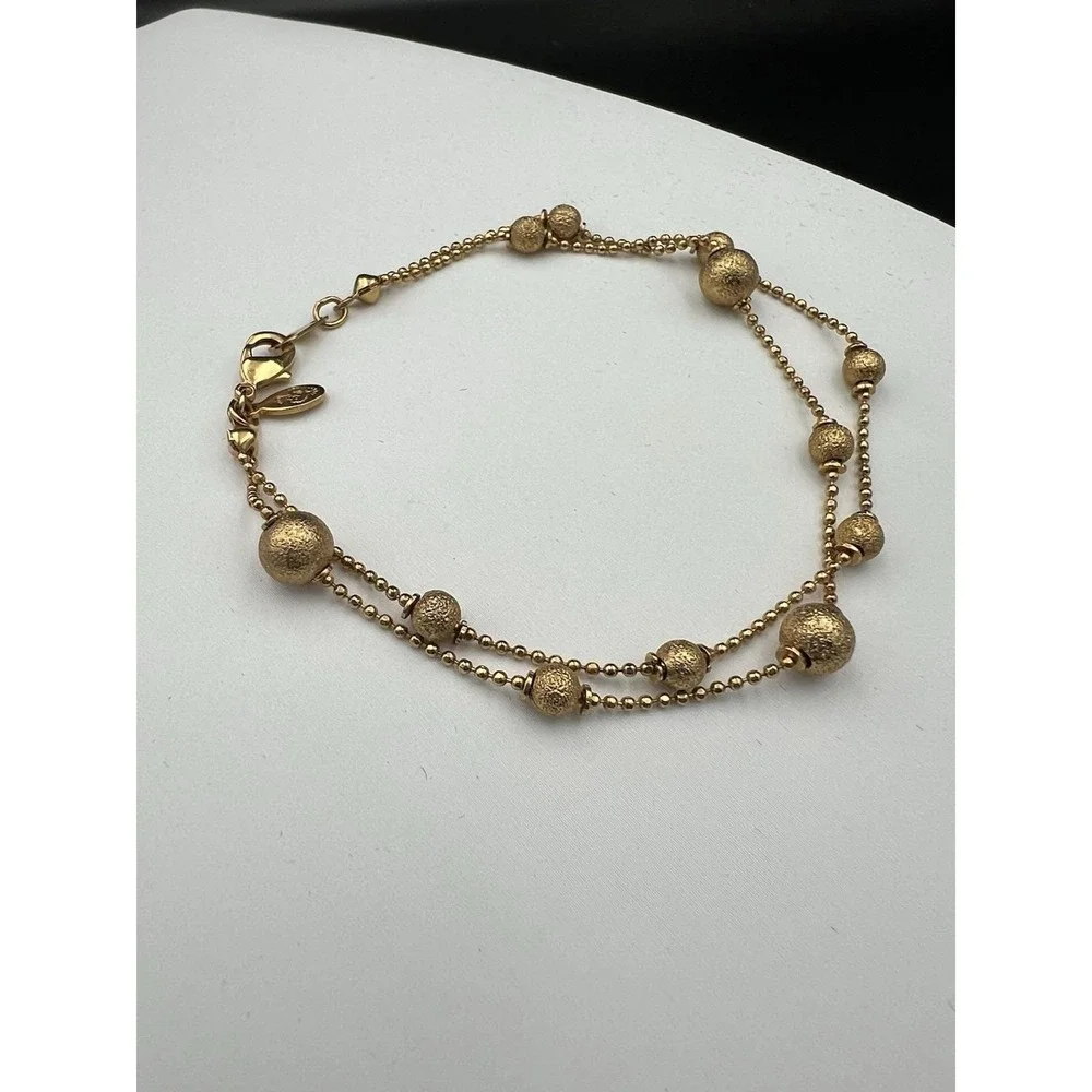 Premiere Designs Gold Tone Multi Strand Textured Bead Necklace Bracelet Set